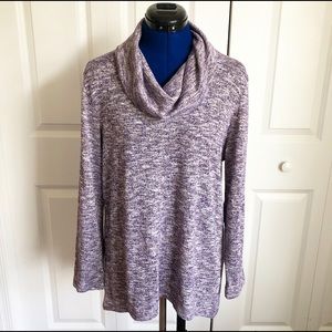 Chico’s Purple Shimmer Cowl Neck Sweater